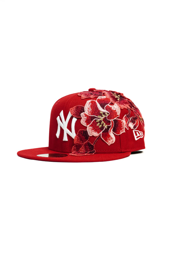 Cappellino New Era 59Fifty New York Yankees Red Flower Custom