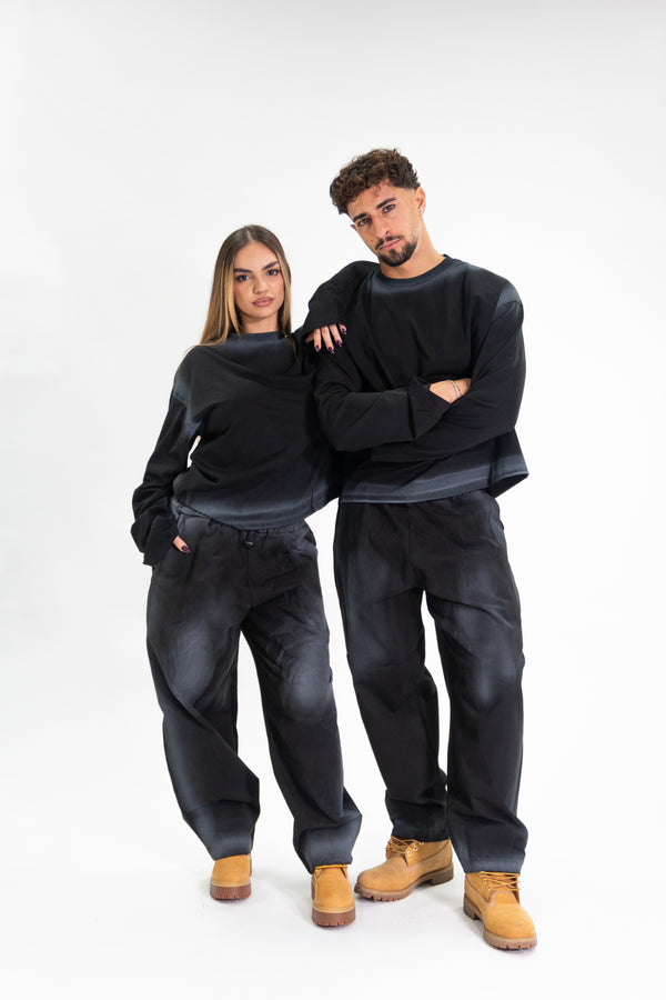 LONGSLEEVE WASHED BLACK 'BUNKER'