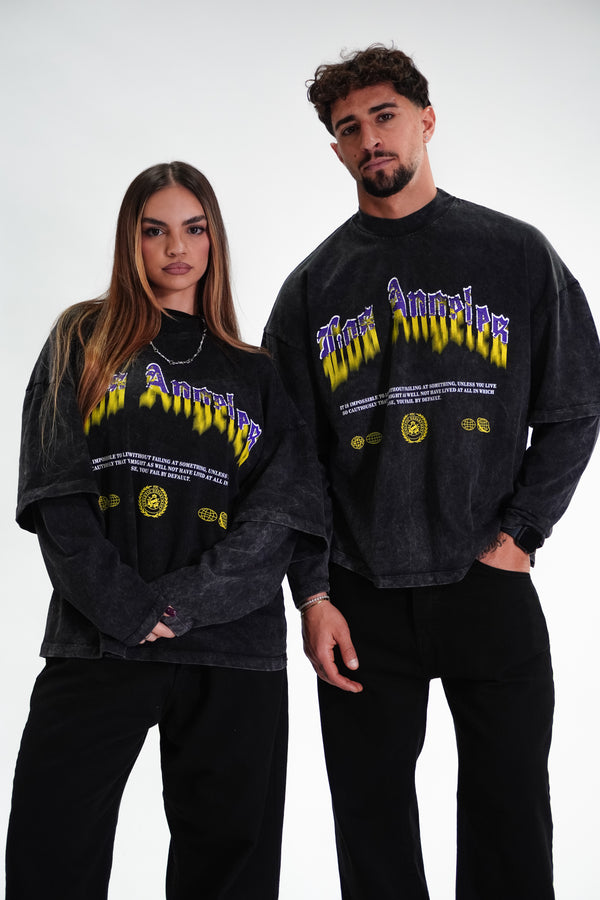 LONGSLEEVE DOUBLE LOS ANGELES DARK GREY 'BUNKER'